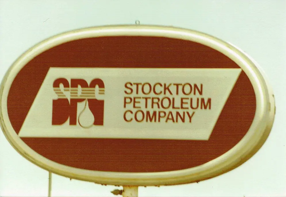 Vintage Stockton Petroleum Company road sign
